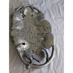 Pewter Decorative Grape Leaf Serving Tray  13"‎ X 7" Nature Party